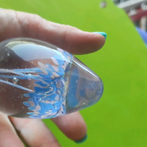 Crystal egg with pink and blue flowers new