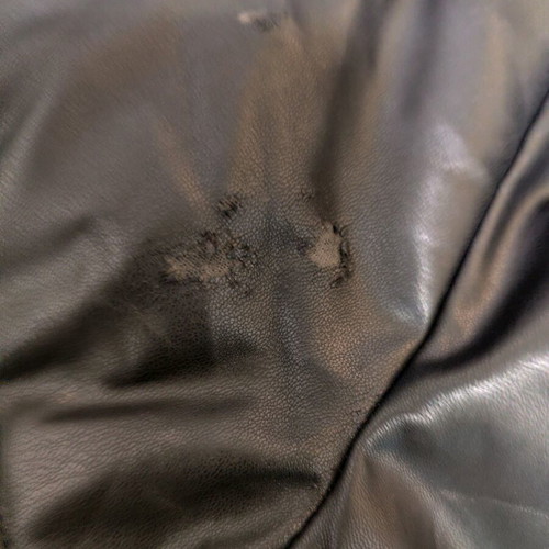 Women's leather jacket used, black with wear