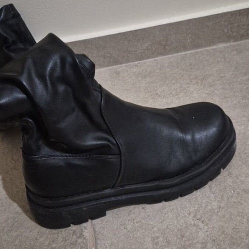 Black tall boots used, size 38, leather-like