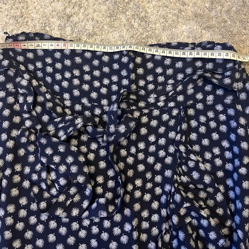 Navy Blue Midi Skirt with Pattern and Ruffles like New, Size S/M