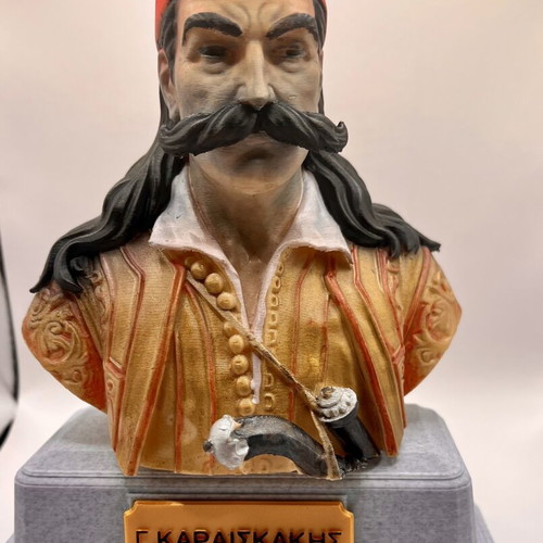 Bust of G. Karaiskakis resin 3D print with acrylic paint 15 cm