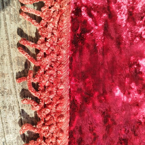 Velvet vintage bedspread with fringes needing repair