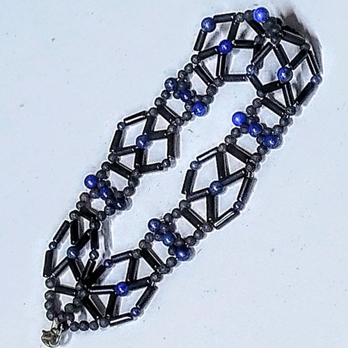 Choker necklace handmade from onyx with lava and lapis lazuli new
