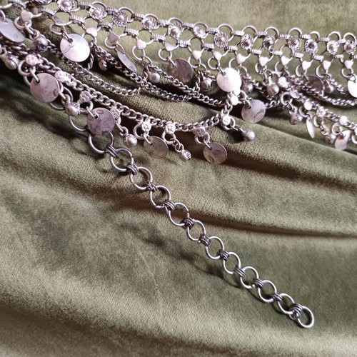 Collectible handmade tribal belly dance belt silver like new adjustable