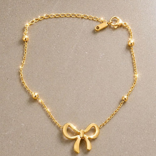 Steel Bow Bracelet Gold New 18K Plated