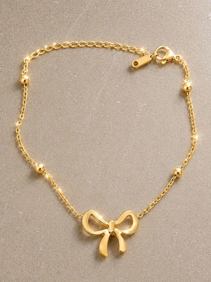 Steel Bow Bracelet Gold New 18K Plated