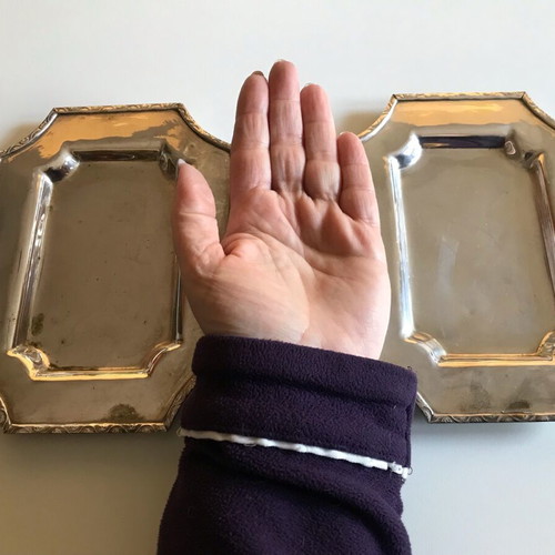 Silver decorative trays used, set of 2 for desk or table