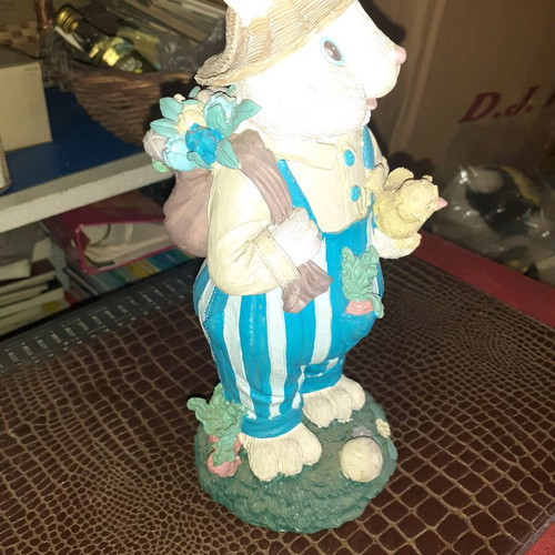 Rabbit figurine with shopping new, made of plastic