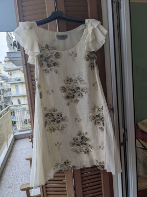Sportmax λινό φόρεμα μεταχειρισμένο, μπεζ με floral σχέδιο