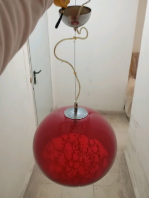 Φωτιστικό οροφής FL/Y της Kartell σαν καινούργιο, κόκκινο με λευκή λεπτομέρεια 35εκ