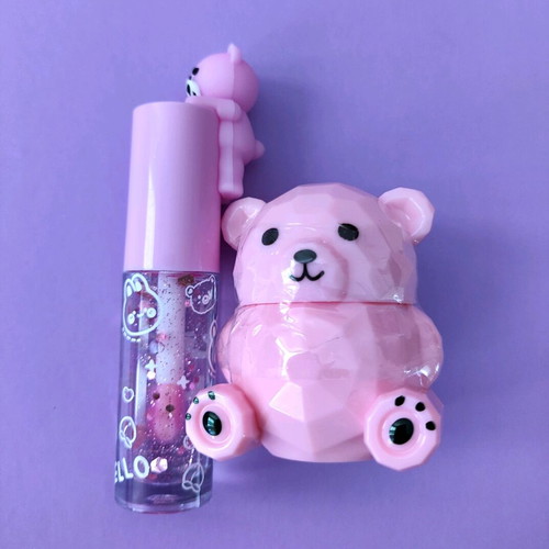 Pink set glitter lip gloss bears new