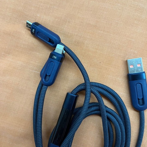Toocki 3-in-1 Charging Cable USB-C Lightning Micro-USB Navy Blue 1.2m new