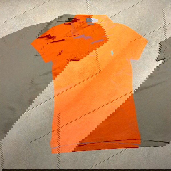 Polo Ralph Lauren μπλούζα γυναικεία XS πορτοκαλί γιακάς με κουμπιά κοντομάνικη