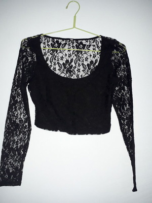 Black lace top with large neckline, new