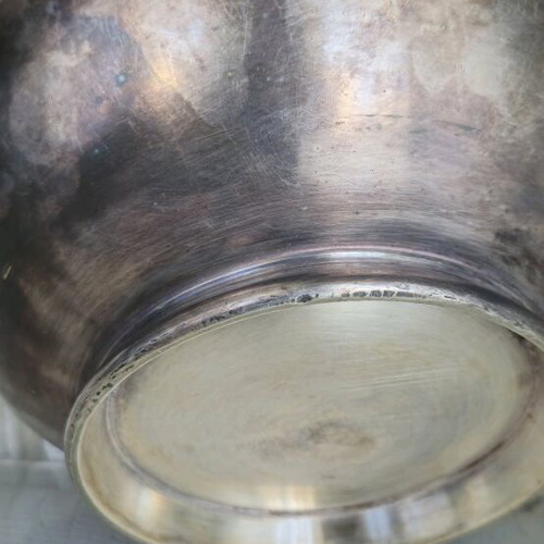Silver-plated basin with Aristotle Onasis Ω monogram used, Christofle vintage