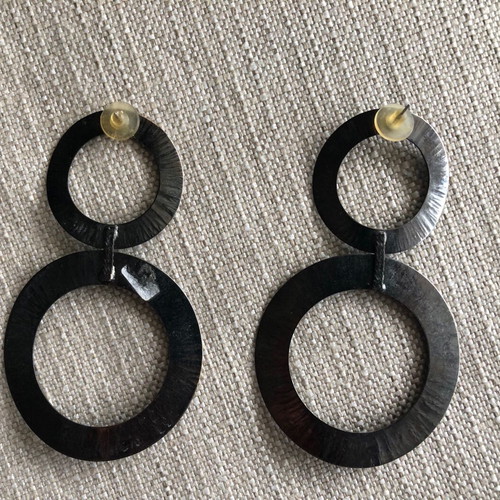 Earrings used, dark gray color, 10 centimeters