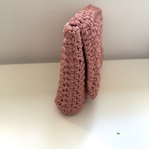 Handmade knitted clutch bag new pink salmon