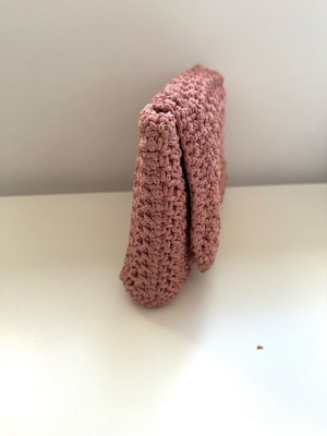 Handmade knitted clutch bag new pink salmon