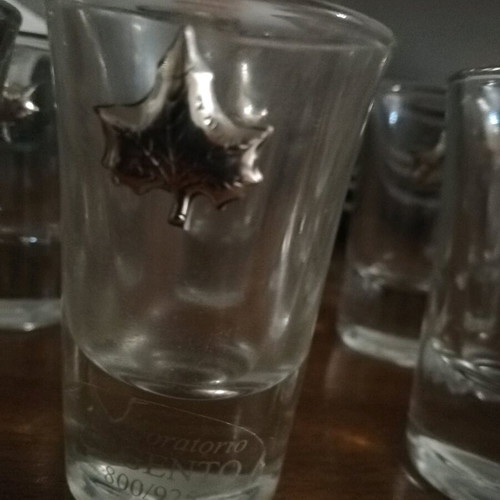Liqueur glasses like new, set of 6 with silver decoration