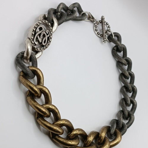 Guess statement necklace with chunky two-tone chain