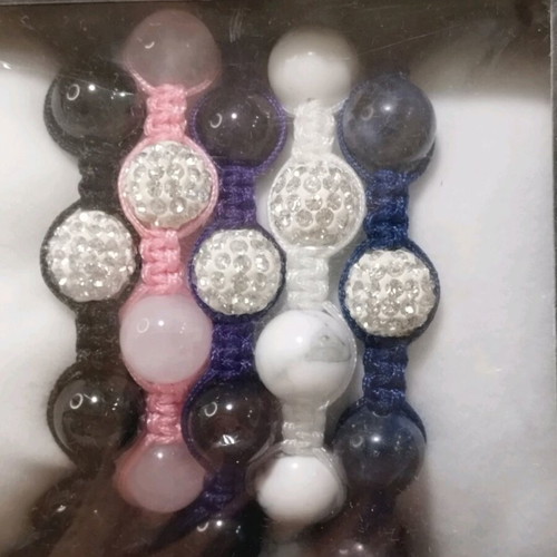 Set of 5 macrame bracelets with natural stones in sealed box new