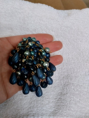 Vintage pin used, blue and gold