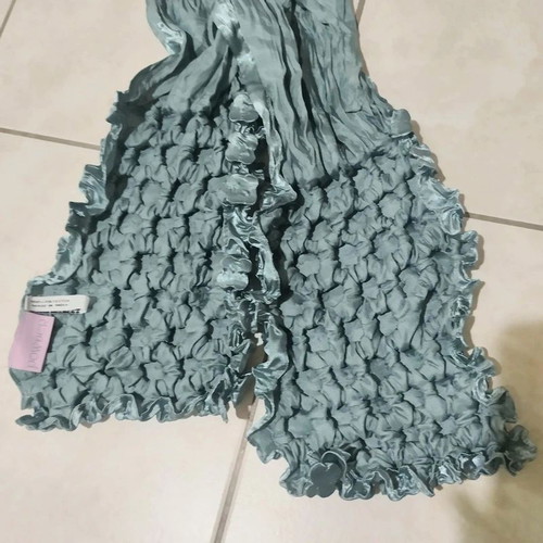 Beautiful pashmina scarf in mint green with embossed flowers