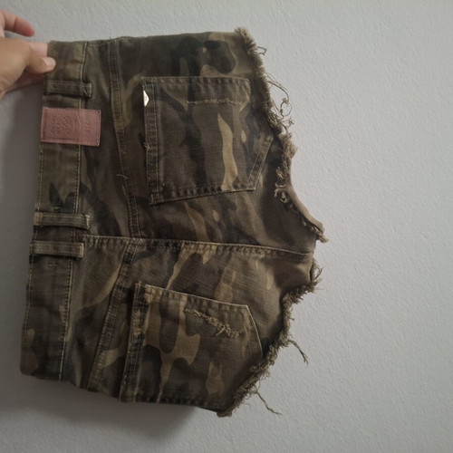 Bershka women's camouflage shorts, brown, XS