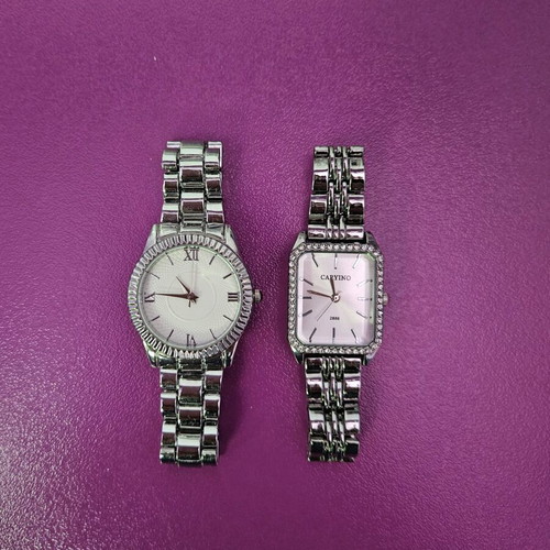 Wristwatches, women's, silver tone, set of 2