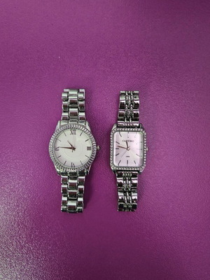 Wristwatches, women's, silver tone, set of 2