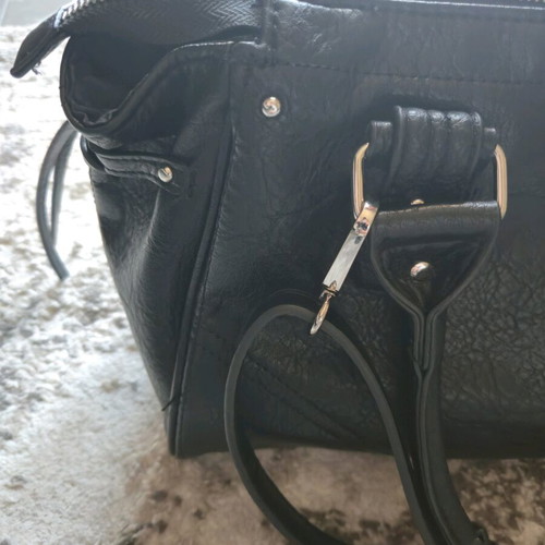 Black simple everyday bag used, not genuine leather