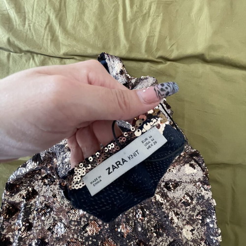 Zara sequin dress, medium size, beige and brown