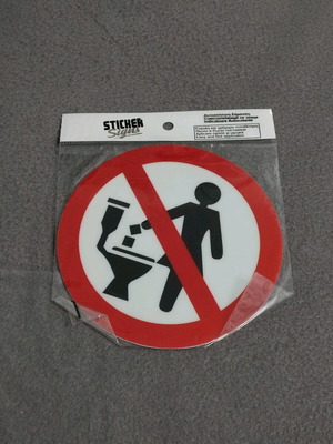 Sticker sign new against throwing paper in toilet