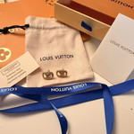 LV style earrings, 18K gold plated stainless steel with stones