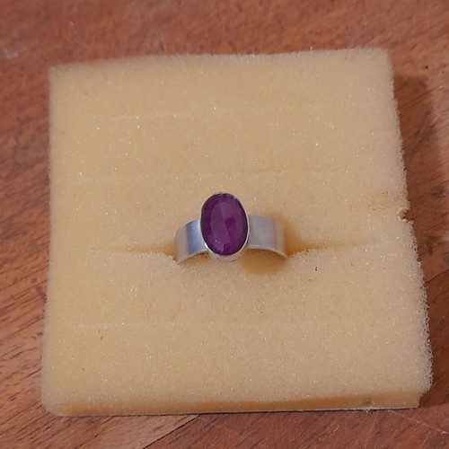 Handmade 925 silver ring with semi-precious stone and opening shank new