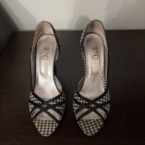 Peep toe sandals size 38 used, multicolor