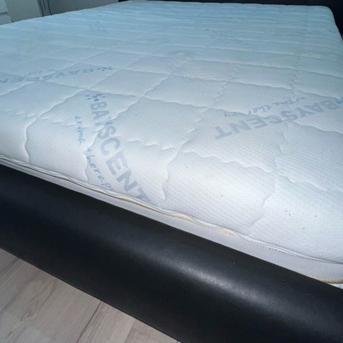Bed with black leather 160x200cm like new with 2 nightstands without mattress