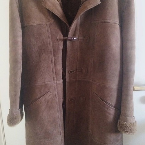Men's leather coat brown like new, size XL