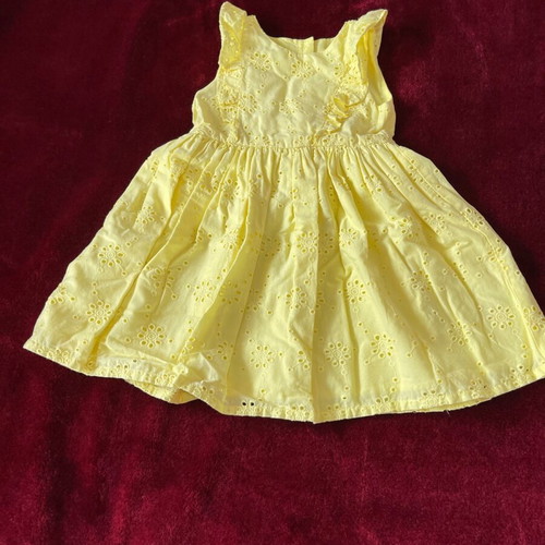 Mothercare baby dress for girl 12-18 months 86 cm yellow with embroidery and lining like new