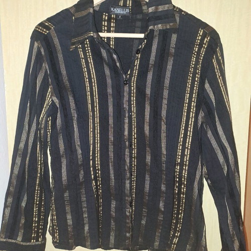 Kanellis Collection striped black gold shirt size S like new