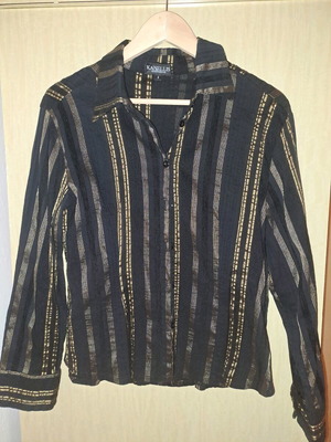Kanellis Collection striped black gold shirt size S like new
