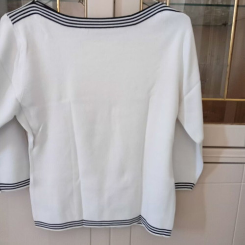 Women's blouse nautical style thin knit white size S like new