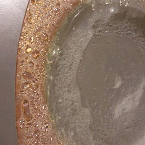 Glass serving platter two-tone with unique design like new