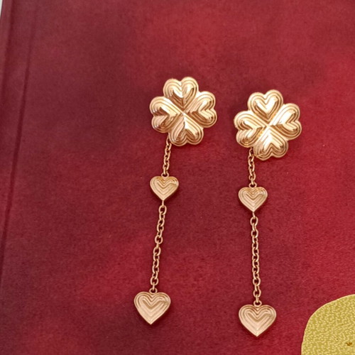 Folli Follie earrings like new, pink gold plated silver, clover and hearts design