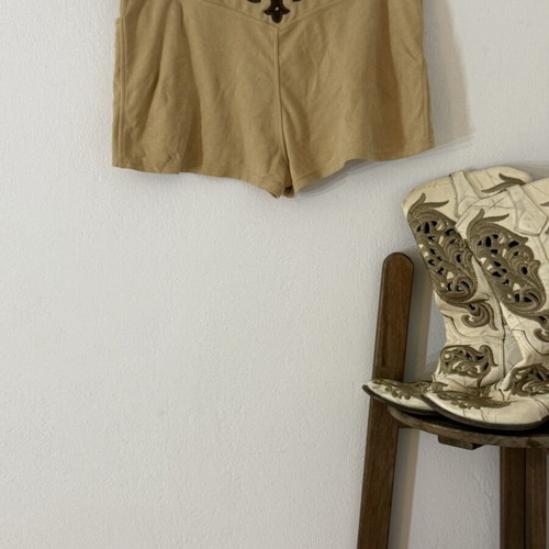 Y2K suede cowboy micro shorts M/L used, brown sugar caramel