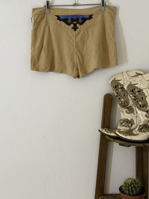 Y2K suede cowboy micro shorts M/L used, brown sugar caramel