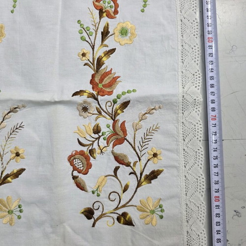 Embroidery with lace in earthy tones new
