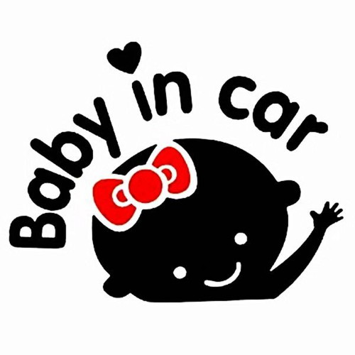 Baby in Car Sticker for Girl Black