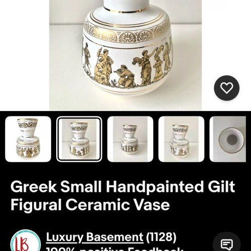 Rhodos vase handmade vintage with 24k gold plating like new
