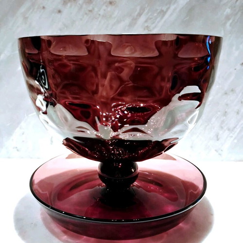 Vintage Amethyst Glass footed dessert bowls σαν καινούργιο, μεσοπολεμικό bohemian